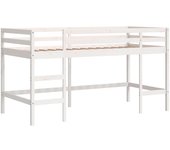 Cama alta de niños | cama individual con escalera madera maciza blanca 90x200 cm cfw52304