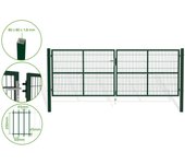 Puerta abatible de malla verde razo 4m alt.140cm