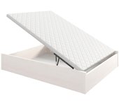 Canapé abatible arcón de madera con tirador embutido altura 34 cm - 160x200 cm - blanco nieve