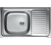 Fregadero de cocina con escurridor derecho en encimera acero 50x80 cm