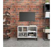 Mueble tv con patas de metal blanco brillante 69,5x30x50 cm