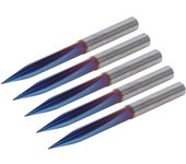 Juego de 5 brocas de grabado con punta en v, 2 flautas rectas, vástago de 4 mm, acero de tungsteno, 4