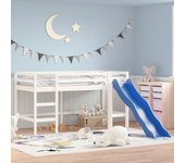 Cama altillo infantil slide blanca 90x190 cm madera maciza de pino