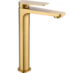 Imex - grifo monomando lavabo caño alto | grifo baño mezclador agua fria y caliente | serie nápoles | color oro cepillado