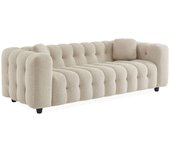 Sofá de 3 plazas, tapizado en tela borreguito texturizada, leon, beige, 99x229x71 cm