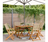 Juego de comedor de jardín 5 piezas de resina trenzada y madera maciza.
