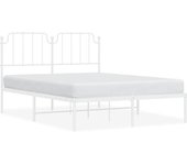 Estructura cama sin colchón con cabecero metal blanco 135x190cm
