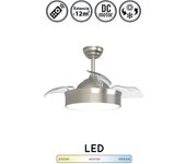 Ventilador de techo con luz silencioso dc con mando níquel 89 cm invierno-verano con luz regulable