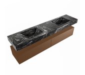 Mondiaz alan-dlux 200cm mueble de baño rust 2 cajones. con lavabo cloud doble sin orificios color lava
