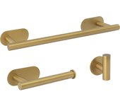 Valaz accesorios de baño adhesivos pegados sin taladro oro mate con protección pvd redondo toallero 40cm+ percha+ portarollos - 2perchas