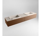 Mondiaz erin 200cm mueble de baño color rust con 2 cajones. con lavabo ridge doble sin orificios color linen