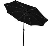 Sombrilla voladiza negra de 2.7m inclinable con luces led blancas frías y cubierta lmpermeable parasol terraza jardín