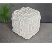 Puf cuadrado de lana tufted marfil telenia