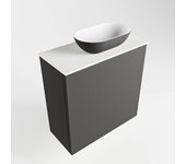 Mondiaz fowy 50cm mueble fondo reducido dark grey. con lavabo sobre mueble poole posición derecho 1 orificio dark grey