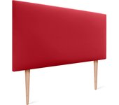 Dhome cabecero de polipiel liso y con patas cabeceros cabezal tapizado cama (polipiel rojo, 105cm (camas 80/90/105))