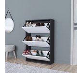 Zapatero aurskog 3 compartimentos máx. 18 pares aglomerado 110 x 74 x 24 cm - antracita y blanco [en.casa]