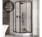 Cabina de ducha 80x80cm negro semicircular zarya black - con plato blanco alex y sifón free