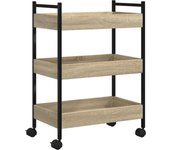 Carrito de cocina，estantería de cocina, carrito de servir madera de ingeniería roble sonoma 50x30x70 cm cfw29033