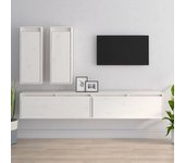 Muebles para tv 4 piezas madera maciza de pino blanco