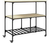 Carrito de cocina，estantería de cocina, carrito de servir madera ingeniería roble sonoma 100x50x95 cm cfw41053