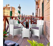 Conjunto de salón exterior jupiter, conjunto de jardín con cojines, conjunto de salón interior efecto ratán, 100% made in italy, blanco
