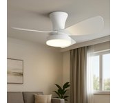 Ventilador de techo con luz 76cm palma, 28w, 2800lm, blanco, silencioso, cct 6 opciones de luz blanca, mando a distancia