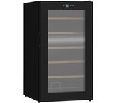 Nevera vinos homcom acero, vidrio negro 43x45x75 cm 800-150v90