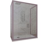 Mampara de ducha 3 lados deslizante 70x110x70 cm de pvc lavanda h 200 vidrio transparente mod. deco trio