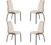 Pack 4 sillas comedor salon lake estilo industrial en color beige y negro 94x43x58 cm