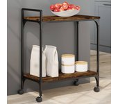 Carro de cocina roble ahumado 60,5x31x72,5 cm madera contrachapada