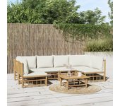 Maison exclusive - set de muebles de jardín 7 piezas bambú y cojines blanco crema
