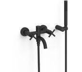 Tres 28317601nm mont blanc grifo bimando mural bañera y ducha color negro mate