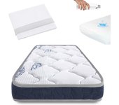 Colchon 140x70cm viscoelastico, transpirable de doble cara con protector impermeable y sábanas de algodón. certificado oeko-tex y certipur - symphony