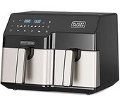 Black+decker - friggitrice ad aria doppia 2500w | capacità totale 9l | 8 programmi preimpostati | schermo digitale touch | temperatura regolabile 80-