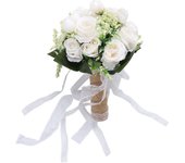 Ramo de novia artificial realista elegante decorativo para fotografía de bodas moderna (blanco lechoso)