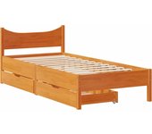 Estructura cama con cajones madera maciza pino marrón 90x200 cm