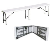 Banco de jardín plegable blanco para 4 personas