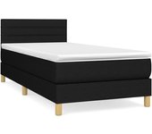 Cama somier tapizada con colchón de tela negra 90x190 cm