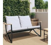 Banco de jardín con cojines 120 cm acero negro