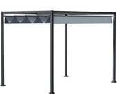 Pérgola de 4 x 3 m para jardín, cubierta de acero para patio, con techo ajustable, independiente, protección solar para patio y jardín, gris oscuro