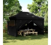 Tienda de fiesta | carpa de fiesta plegable pop-up con 4 paredes laterales negra cfw63879