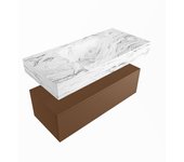 Mondiaz alan-dlux 100cm mueble de baño rust 1 cajón. con lavabo cloud centro 1 orificio color glace