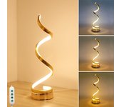 Lámpara de mesa en espiral moderna, lámpara de mesa regulable con opciones de 3 colores, lámpara de escritorio, lámpara de mesita de noche, dorada