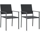 2 piezas sillas de jardín | silla de exterior | sillon jardín ratán sintético negro 54x62,5x89 cm cfw599387