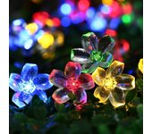 Guirnalda de luces solares para exterior - 7 m, 50 led con flores para jardín, patio, carpa, boda (coloridas)