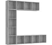 Set de estantería/mueble tv 3 pzas gris sonoma 180x30x180 cm