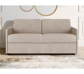 Sofá cama de 3 plazas de tela tipo italiano calife - beige - somier de láminas de 140 cm - colchón de 18 cm