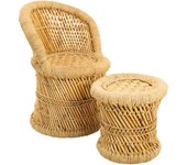 Set sillon y taburete niño de cuerda natural