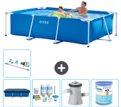 Paquete de piscina - intex - rectángulo - 260x160x65 cm + accesorios a77