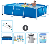 Paquete de piscina - intex - rectángulo - 260x160x65 cm + accesorios a80